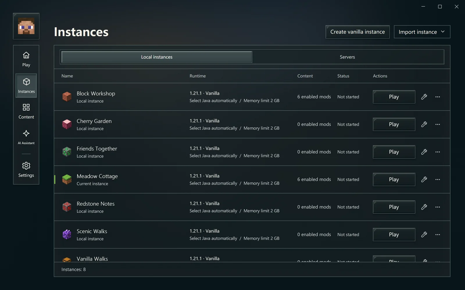 Instance management